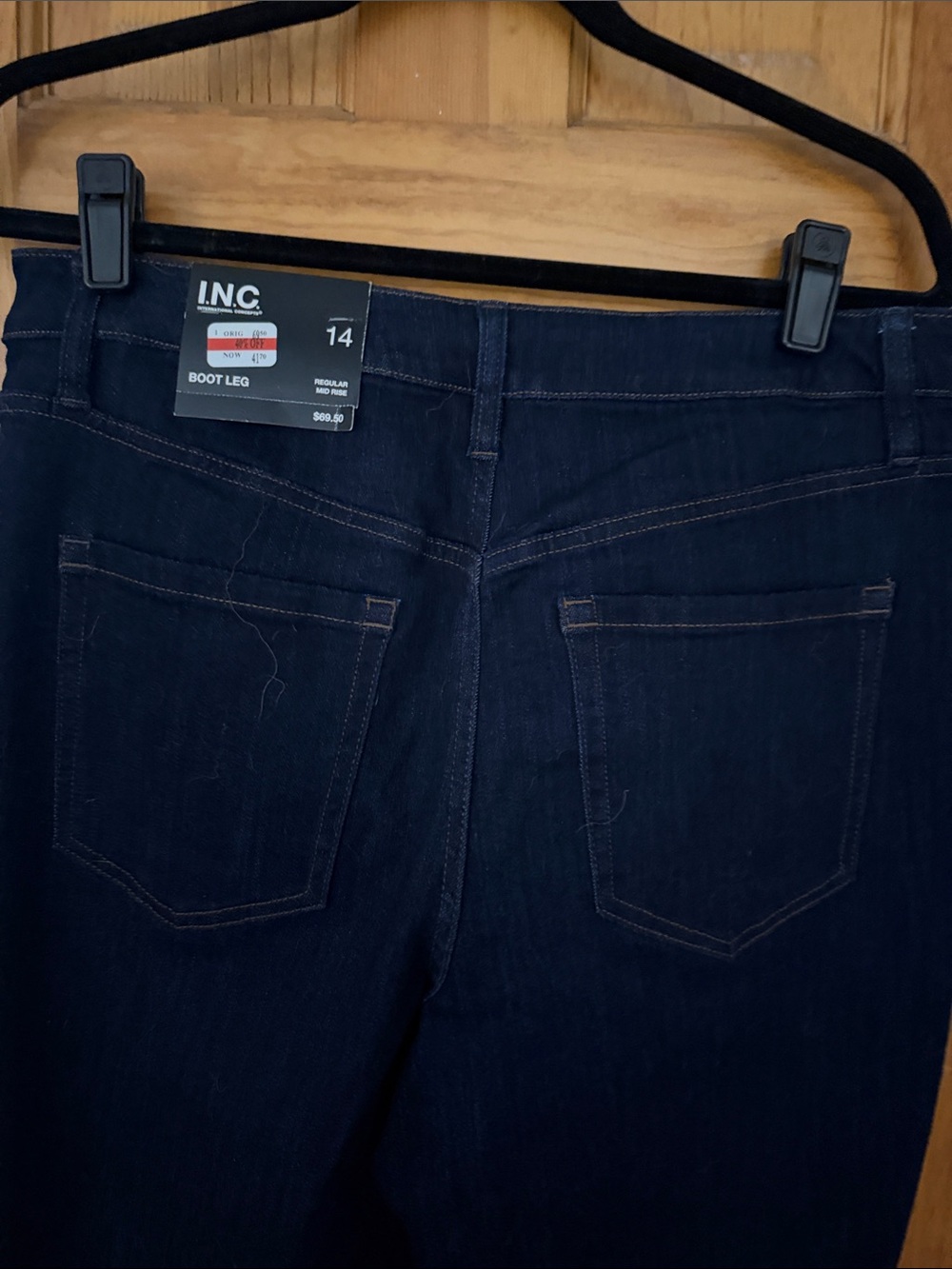 INC International Concepts Dark Blue Boot Cut Jeans